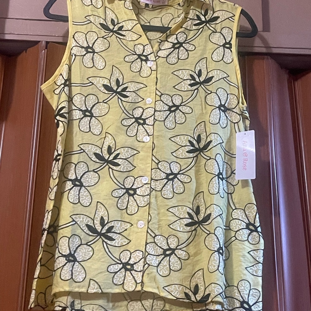 Floral Sleeveless Top - Yellow and Black